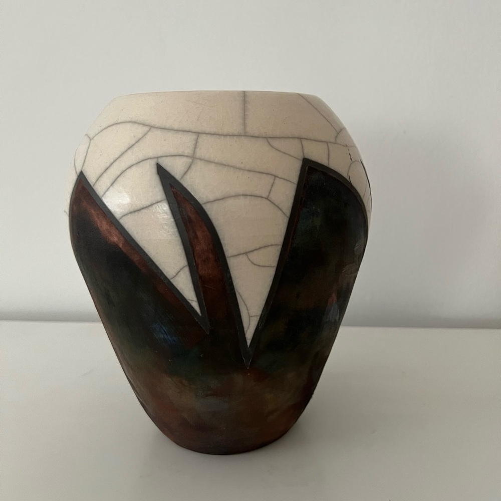 Len Hughes Raku Pottery Vase 2005